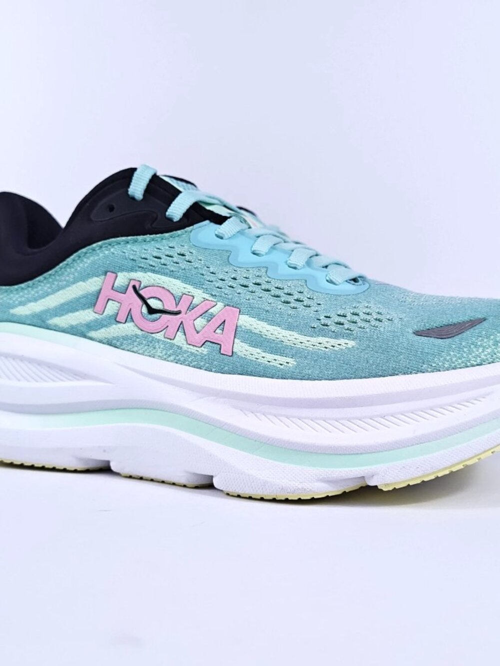 Hoka Bondi 9 Womens 7.5 Max Cushion Neutral Road Running Walking Shoes Green